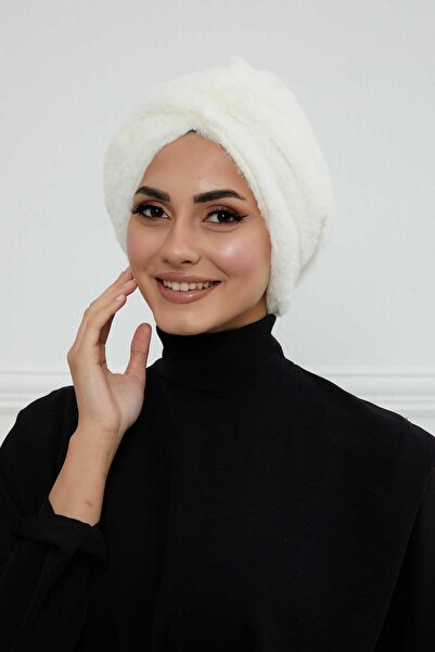 Aisha's Design Plush Soft Textured Hijab Bonnet, B-9Pd, Cream