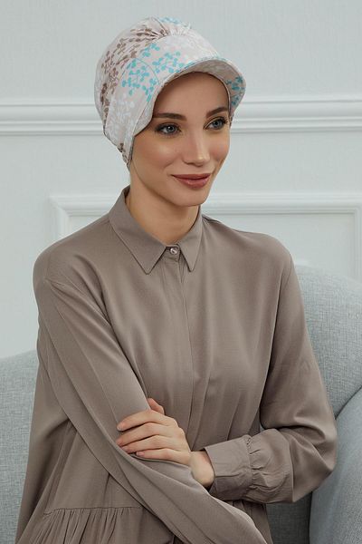 Aisha's Design بونيه قطن ممشط منقوش - مع قبعة، B-30yd