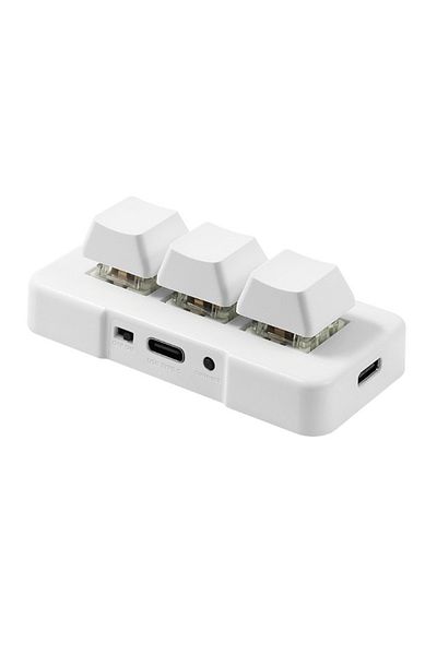 Choice WHITE MK321BT 3-key Mini Customized Keyboard w/ Mechanical Blue Switch USB+BT Dual-mode Keyboard for