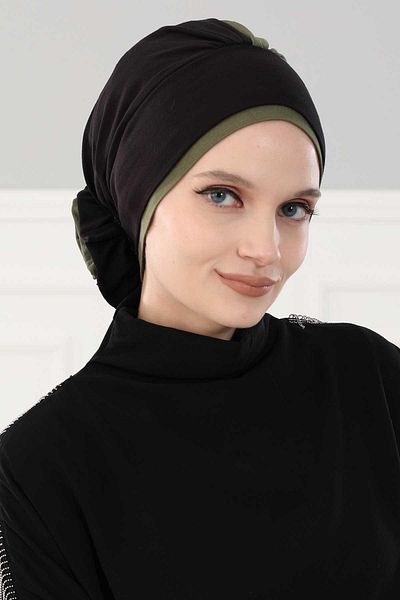 Aisha's Design بونيه وردي ملون - تصميم مزدوج، ب-28