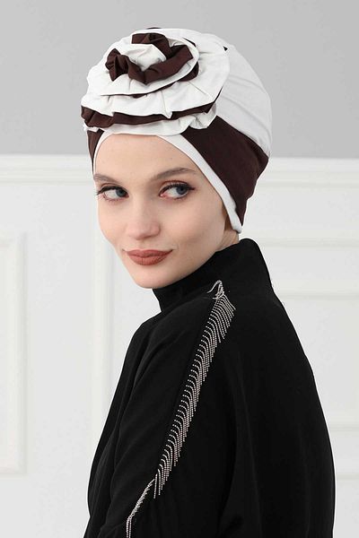 Aisha's Design بونيه وردي ملون - تصميم مزدوج، ب-28
