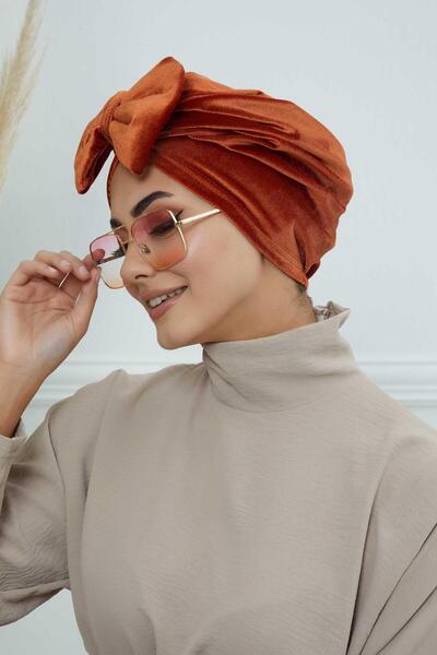 Ayşe Tasarım Βελούδινο καπέλο με φιόγκο, B-27K, Πλακάκι