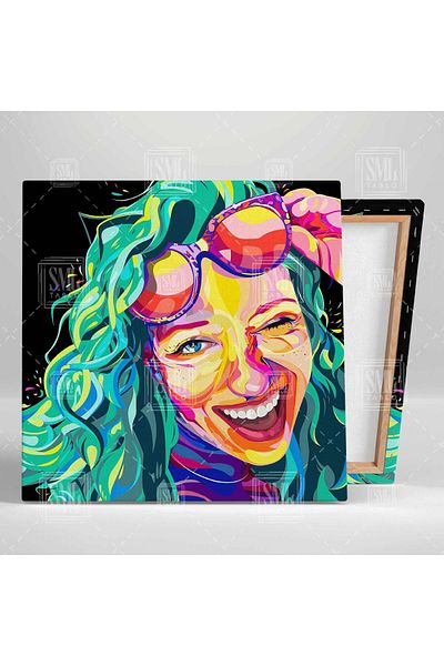 SML TABLO Ochelari Model de păr verde Ilustrație Pictură pătrată pe pânză