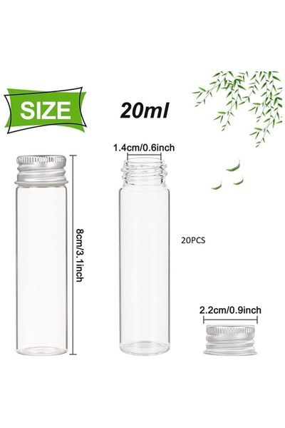 Choice AECH-19995 20Pcs 20ml Glass Sealed Bottle with Screw Aluminum Cap Clear Liquid Sample Vial for Pill