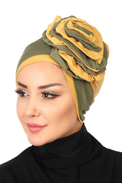 Aisha's Design بونيه وردي ملون - تصميم مزدوج، ب-28