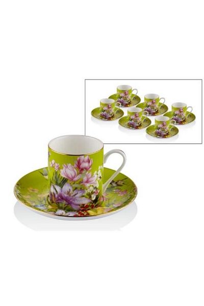 LAMEDORE Botanica 6 Piece Yellow Coffee Cup Set - 1Lın-Cc066