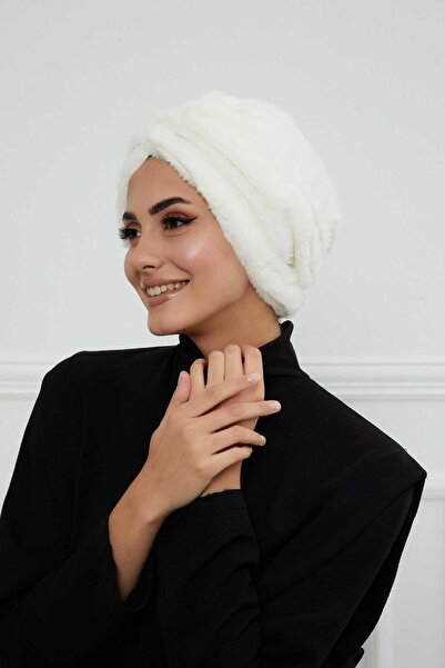 Aisha's Design Plush Soft Textured Hijab Bonnet, B-9Pd, Cream