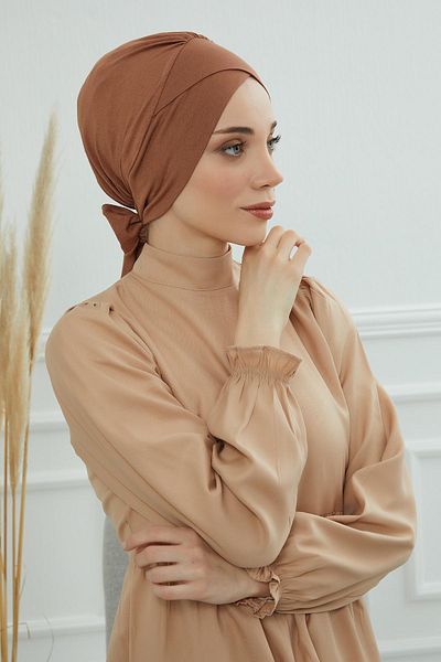Aisha's Design غطاء رأس من القطن الممشط بحزام - موديل B-31