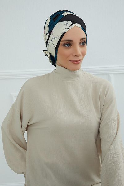Aisha's Design بونيه منقوش عليه وردة متقاطعة - B-26yd