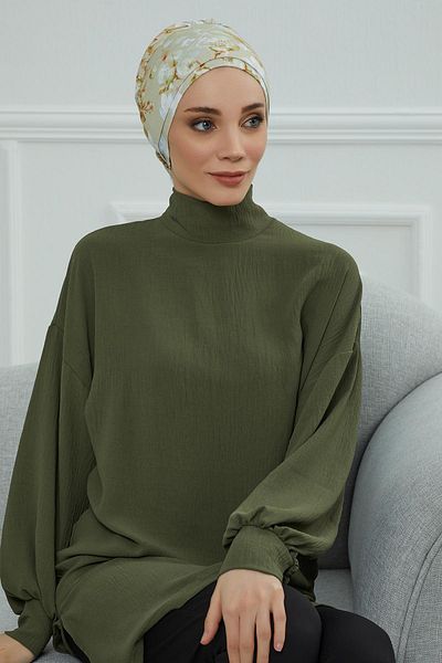 Aisha's Design بونيه قطن ممشط منقوش - موديل B-53yd