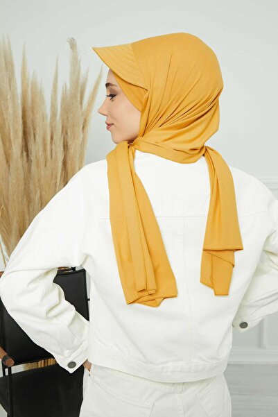 Aisha's Design Σάλι από χτενισμένο βαμβάκι με κάλυμμα ματιών, SS-1, Μουσταρδί κίτρινο