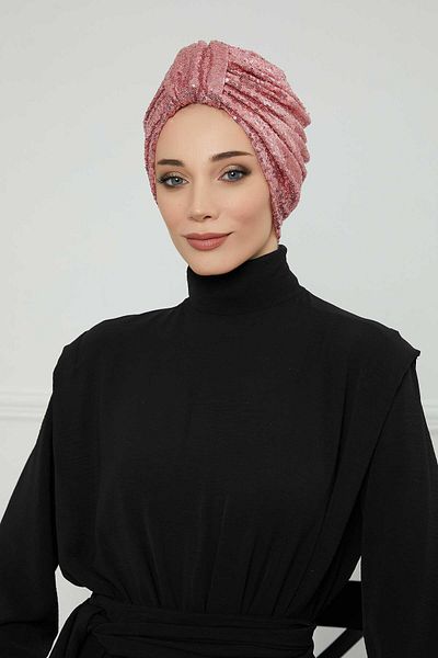 Aisha's Design غطاء رأس مزين بالترتر - تفاصيل الحزام الأمامي، b-68p