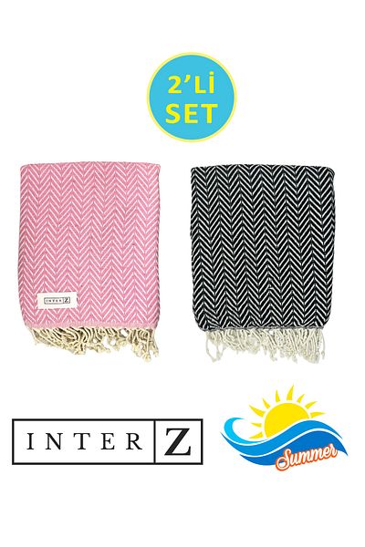 INTER Z Σετ 2 100% βαμβάκι XXL 90x170cm Πετσέτες θαλάσσης - Marmaris