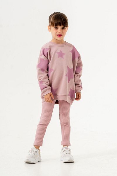HAUSEkids طقم لباس ضيق للفتيات من عمر 2-5 سنوات من Love Star Colors - مسحوق