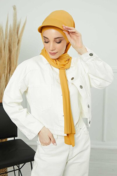 Aisha's Design Σάλι από χτενισμένο βαμβάκι με κάλυμμα ματιών, SS-1, Μουσταρδί κίτρινο