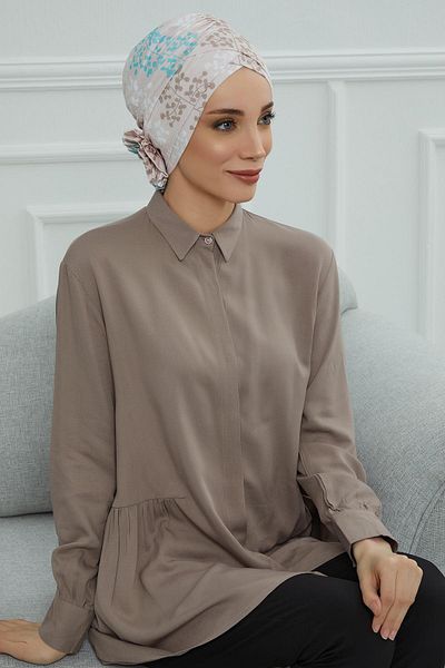 Aisha's Design بونيه منقوش عليه وردة متقاطعة - B-26yd