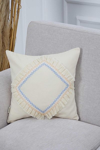 Aisha's Design Special Design Fringed Throw Pillow Cover,K-300