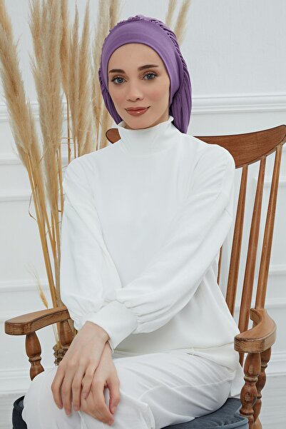 Aisha's Design Flowy Combed Cotton Bonnet,B-25,Purple 2