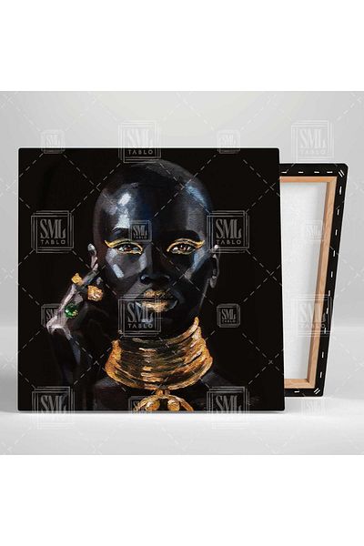 SML TABLO Ethnic Inserted Gold Μακιγιάζ Μοντέλο Digital Art Διακοσμητικό τετράγωνο καμβά