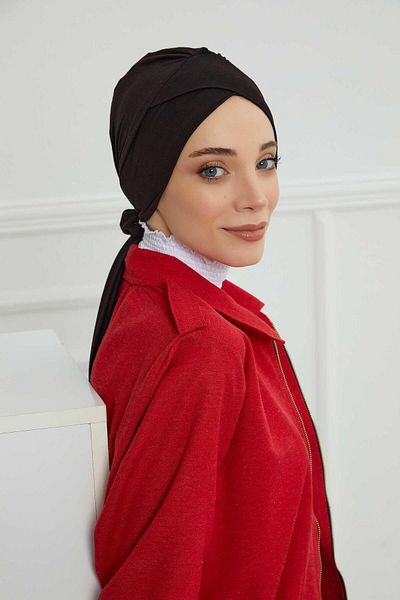 Aisha's Design غطاء رأس من القطن الممشط بحزام - موديل B-31