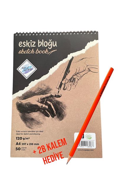 tuvval A4 120Gr 50 Sheets+2B Pen Gift - Sketchbook