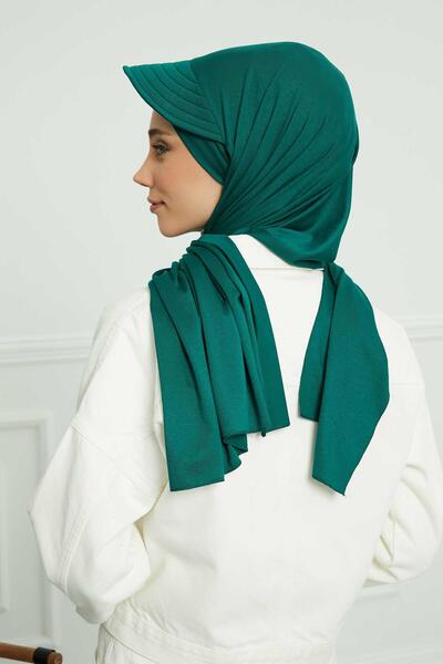 Aisha's Design Σάλι από χτενισμένο βαμβάκι με προσωπίδα, SS-1, Σκούρο πράσινο