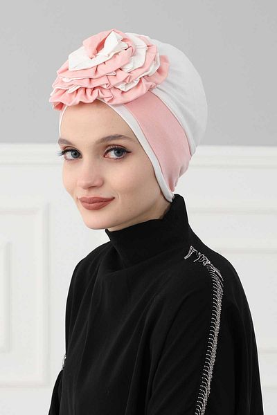 Aisha's Design بونيه وردي ملون - تصميم مزدوج، ب-28