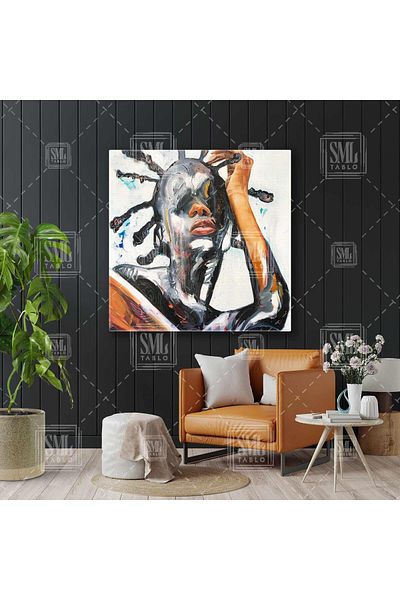 SML TABLO Ikon Rihanna Edgy Hairstyle Portret Rnb Music Artist Square Canvas Painting