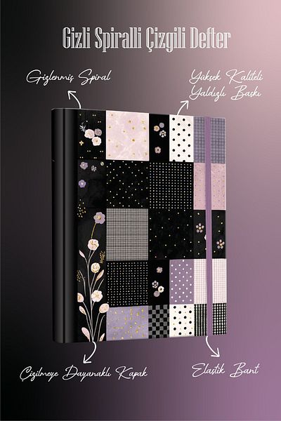 Victoria's Journals 192 Pages Ruled Secret Spiral Notebook - 96 Sheets, 17x24 cm, 90gr