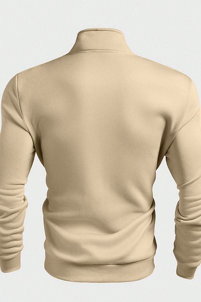 GHASSY CO. Ghassy Co. Men's Stand Collar Silver Half Zipper Sweatshirt