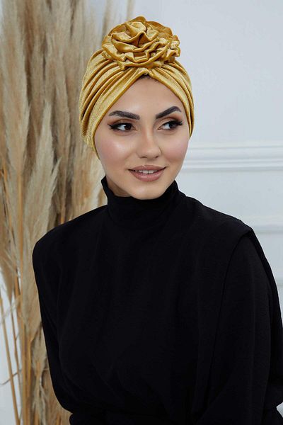 Aisha's Design بونيه مخملي وردي - موديل B-21kd