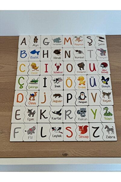 Bellacasa Puzzle Harf hayvan Eşleme Kartı, Eğitici Oyuncak, Montessori Eğitim Oyuncak, Motor Zeka Oyuncak