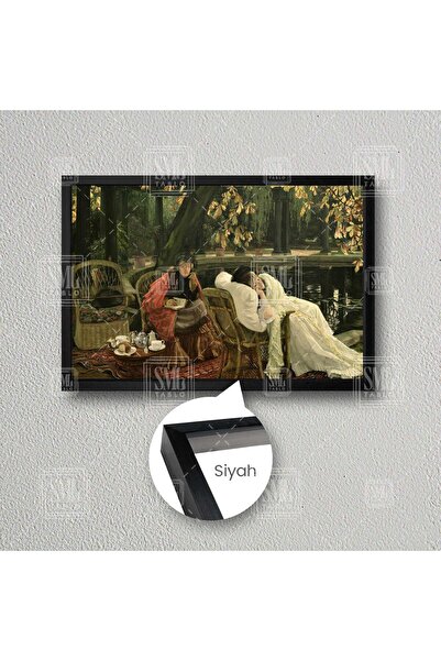 SML TABLO Yağlı Boya Efektli James Tissot Convalecent Eseri Havuz İyileşen Ka...