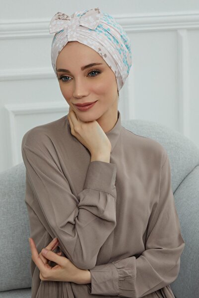 Aisha's Design Patterned Front Bow Bonnet,B-7YD