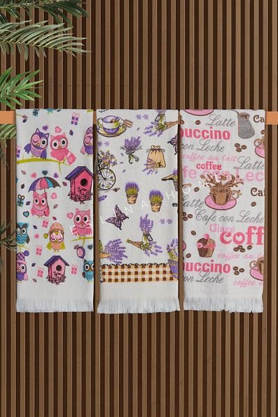 Meslina 3-Piece 40X60 Printed Kitchen Towels - Drying Cloth and Hand and Face Towels