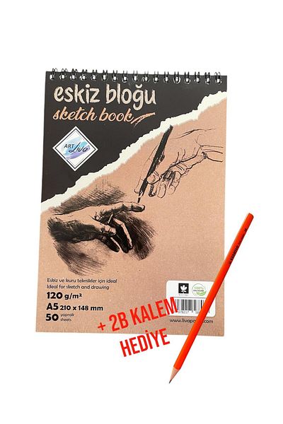 tuvval A5 120Gr 50 Sheets+2B Pencil Sketchbook Gift