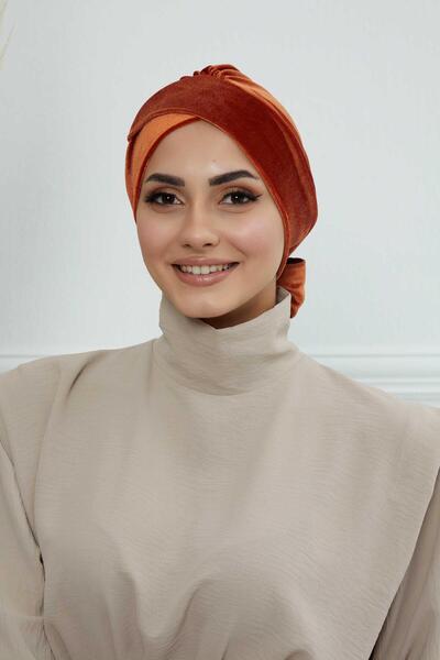 Aisha's Design بونيه مخملية بحزام، B-31K، لون بلاط