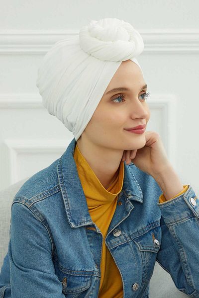 Aisha's Design غطاء رأس من القطن الممشط برباط، B-1
