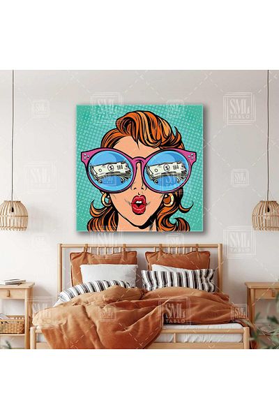 SML TABLO Μοντέλο Pop Art Τετράγωνος ζωγραφική σε καμβά που αντανακλάται στα ροζ γυαλιά σας