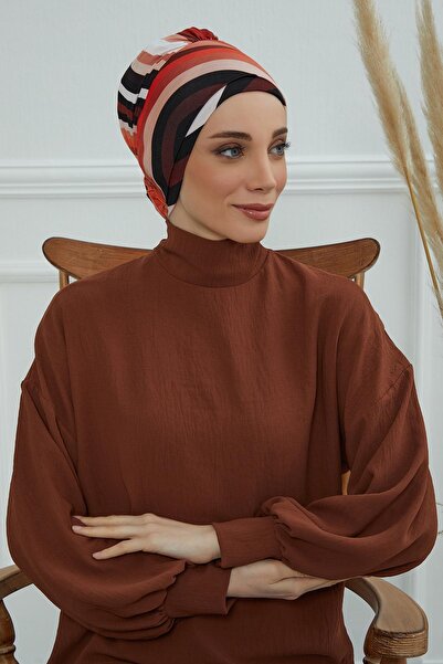 Aisha's Design Patterned Combed Cotton Bonnet,B-53YD