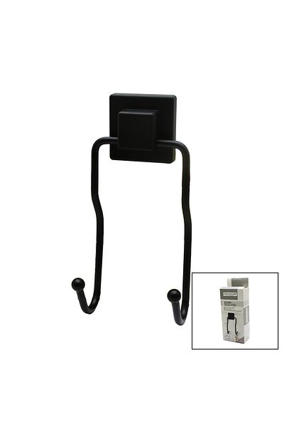 Mu Art Ahşap Black - 2-Piece Metal Hanging Hanger Square Strong Adhesive 8X9X19Cm (5175)