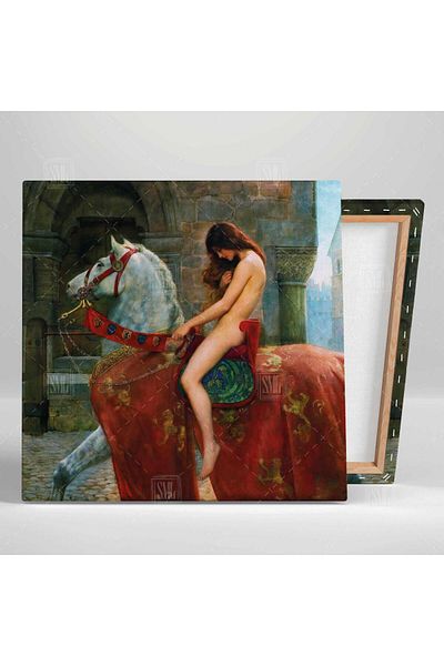 SML TABLO Lady Godiva John Collier 1897 Η Λέδι στο άλογο Ιστορικό γυναικείο τετράγωνο ζωγραφική σε καμβά