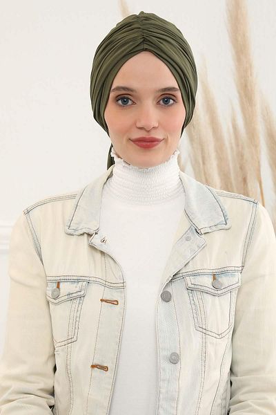 Aisha's Design بونيه قطن ممشط - برباط، موديل b-1