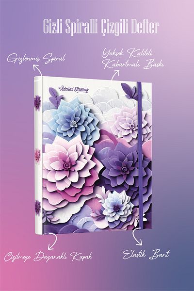 Victoria's Journals 192 Pages Ruled Secret Spiral Notebook - 96 Sheets, 17x24 cm, 90gr