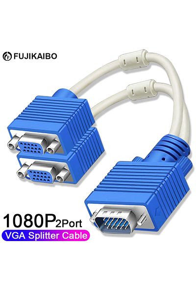 Choice محول كابل موزع Y مزدوج المنفذ 1080 بكسل 1 في 2 مخرج لشاشات تلفزيون LCD وجهاز العرض ومحول VGA...