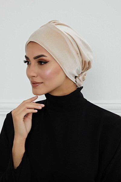 Aisha's Design Βελούδινο καπέλο με λεπτομέρεια τριαντάφυλλου, B-53K, Μπεζ