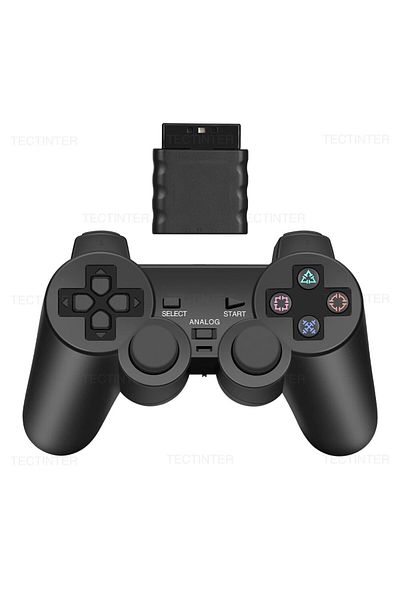 TECTINTER Black Wireless Controller For Ps2/ps1 Gamepad Dual Vibration Shock For Sony Playstation 2 Joypad Joy