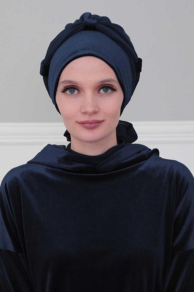 Aisha's Design Velvet Bonnet - Chiffon Belted, B-24k
