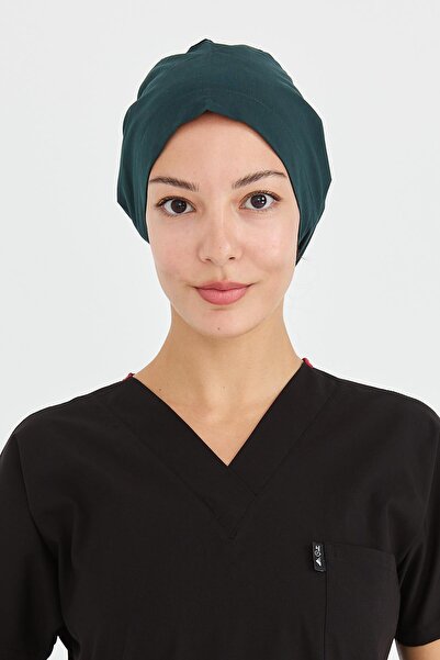 Çatı Medikal Likralı Doktor Hemşire Cerrahi Bone Aşçı Bonesi İş Bandanası, Koyu Yeşil