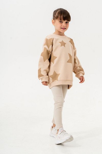 HAUSEkids طقم لباس ضيق للفتيات من عمر 2-5 سنوات من Love Star Colors - لاتيه